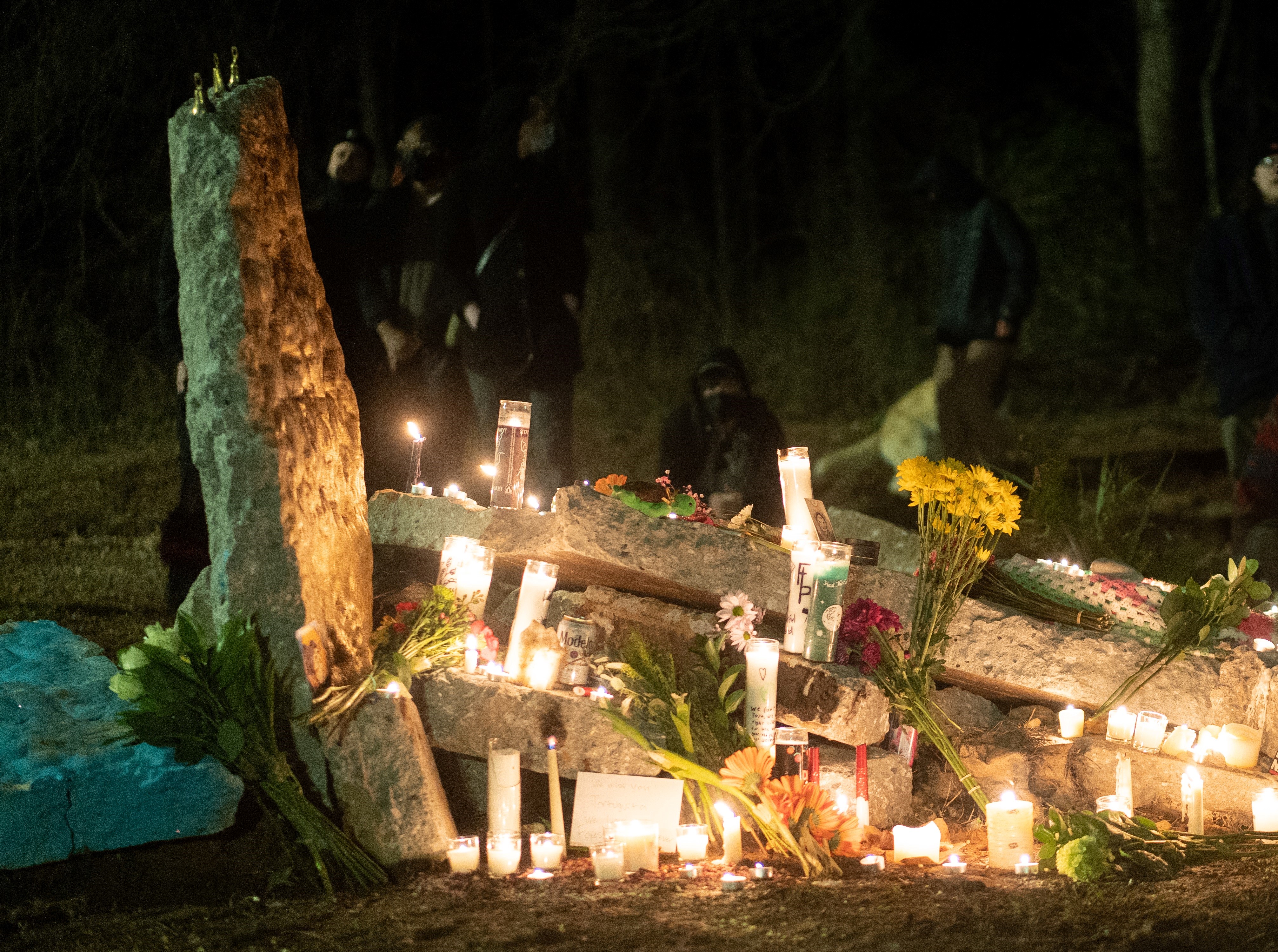 A memorial in the Atlanta forest in Tortuguita’s memory